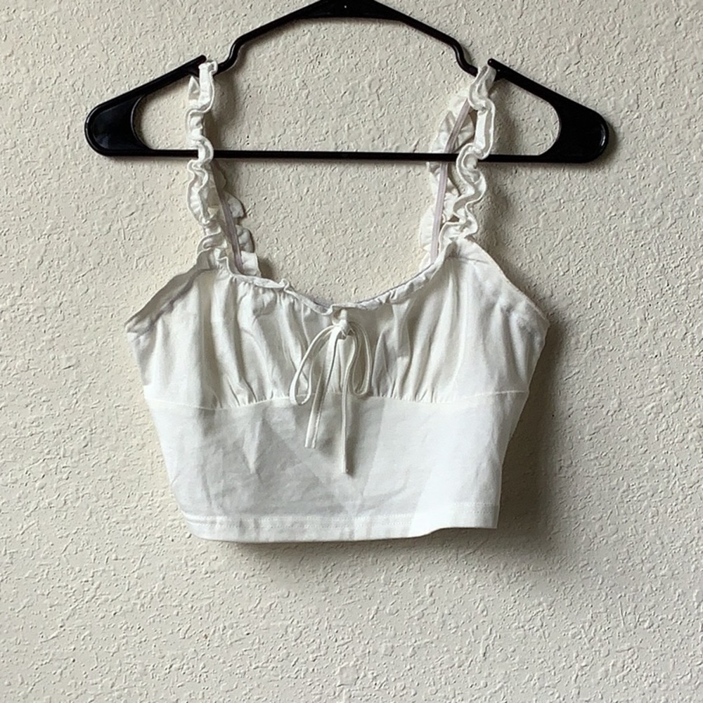 SHEIN White Ruffled Crop Top